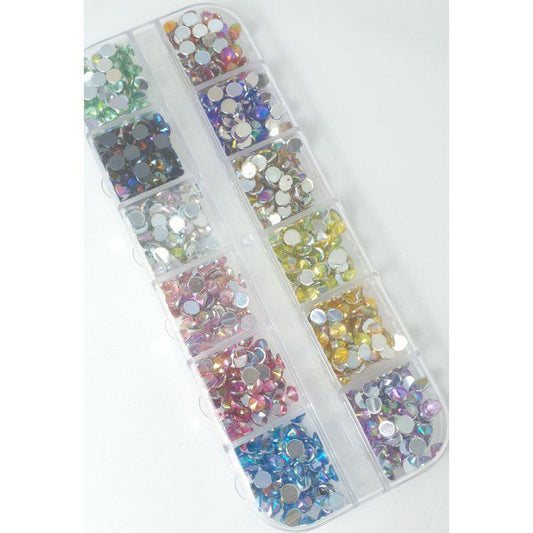 Boite strass rond multicolore